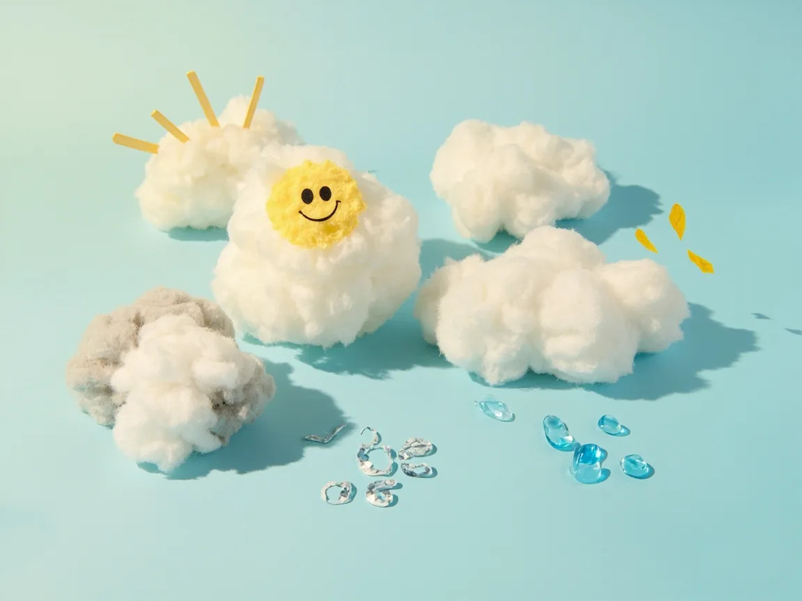 Cotton Ball Weather Art dla przedszkolaków