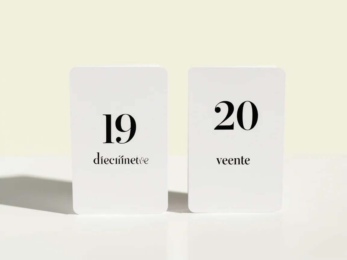 5. Hiszpańskie fiszki - Números: Diecinueve & Veinte