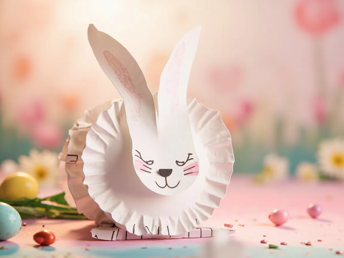 Super słodki króliczek z papierowych talerzyków na Wielkanoc